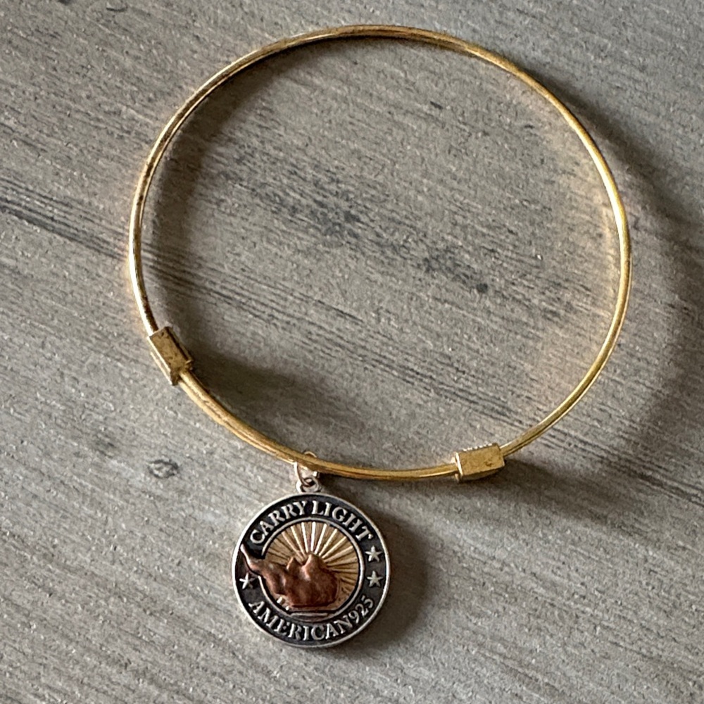 Alex and Ani Gold Bracelet with Brown Charm preloved